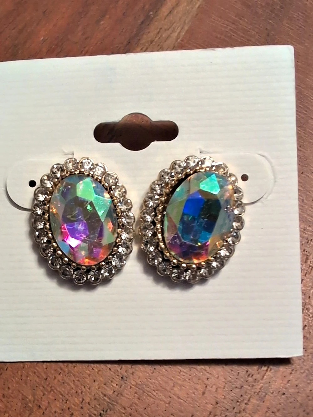 Multicolor AB Rhinestone Statement Earrings - Picture 2 of 8